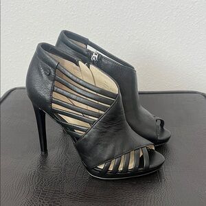 CALVIN KLEIN Black Leather Heeled Sandals